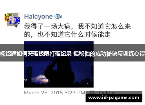 杨绍辉如何突破极限打破纪录 揭秘他的成功秘诀与训练心得