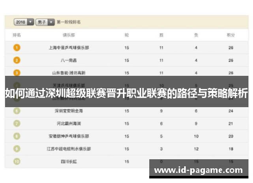 如何通过深圳超级联赛晋升职业联赛的路径与策略解析